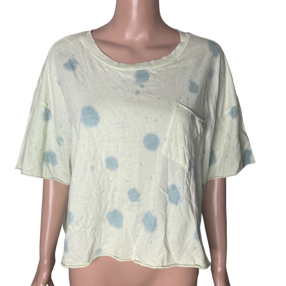 ABOUND T-Shirt Womens Small Green Blue Tie dye Stretch cropped NEW